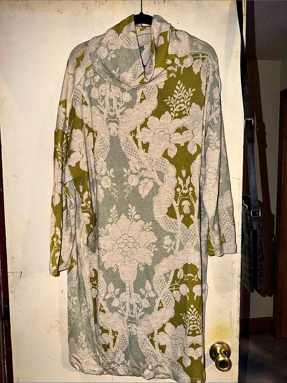 Anthropologie Floral Open-Front Cardigan Green & Gray Size 1X